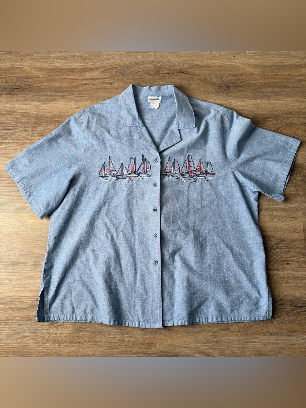 Cotton Embroidered Sailboat top